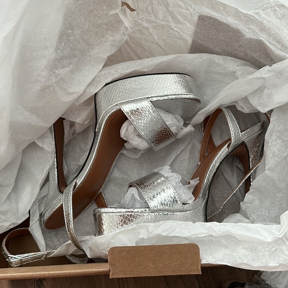 Silver Snakeskin Platform Wide-fit Heels - Picture 2 of 2